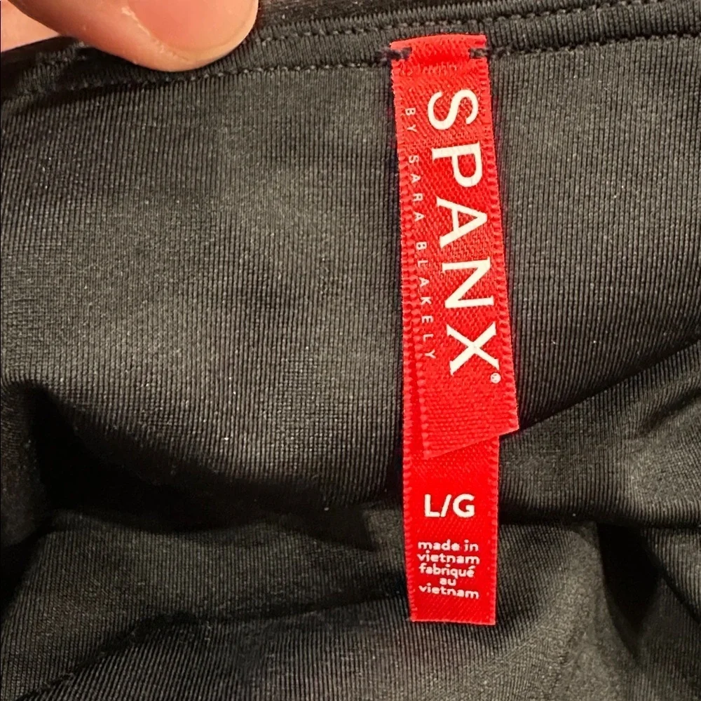 SPANX Faux Leather Moto Leggings In Black Excellent Condition Size L